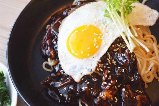  Black Bean Sause Noodles with Chicken (jjangmyeon) 